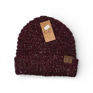 C.C Woman's Knit Beanie - Deep Maroon